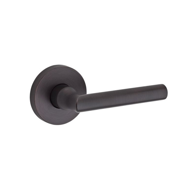Tube Double Dummy Door Lever with Contemporary Round Rose, Venetian Bronze