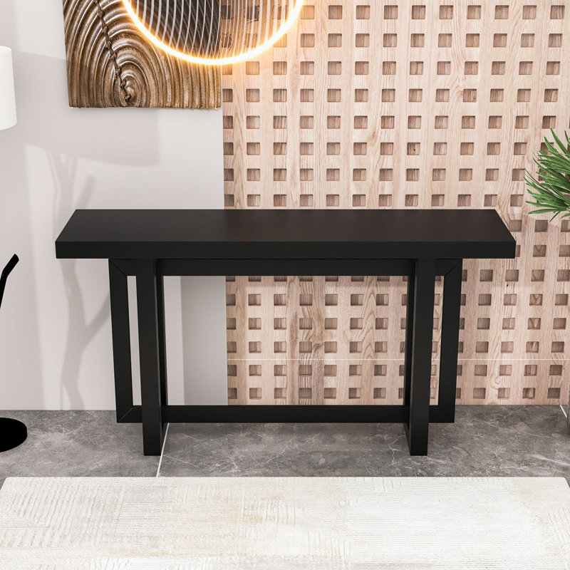 Console moderne et durable avec pieds rectangulaires robustes, Blanc, Blanc