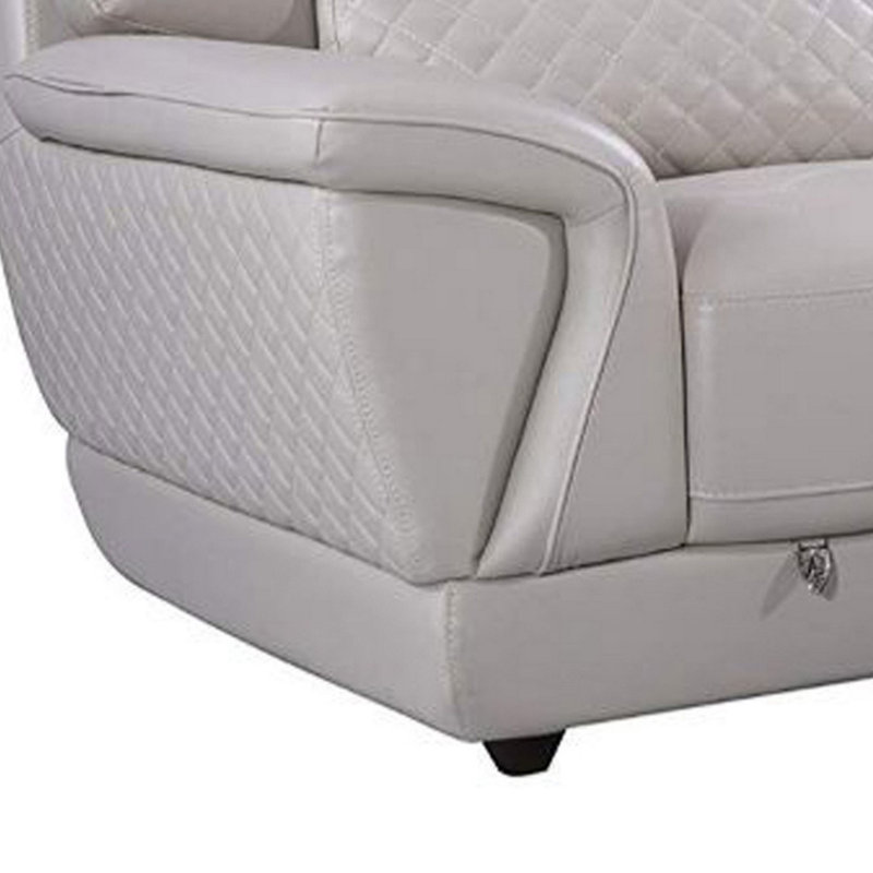 Causeuse en cuir Kopervik, Cuir gris assorti