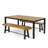 3-Piece Outdoor Acacia Wood Dining Set, 71" Rectangular Patio Table & 2 Benches