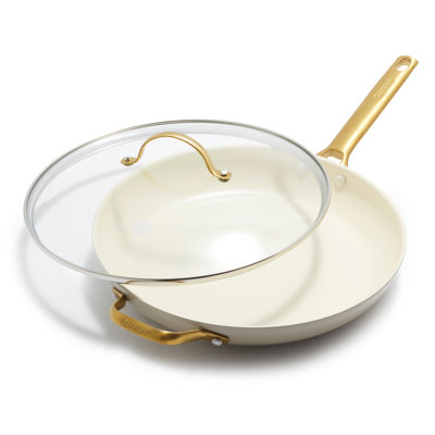 GreenPan Reserve Hard Anodized Healthy Ceramic Nonstick 12" Frying Pan Skillet, Gold Handle
