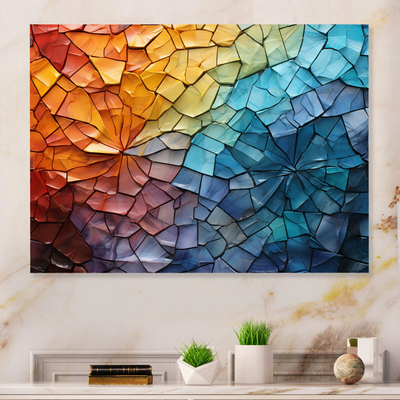 Décoration murale en métal coloré à mosaïques colorées II, H 12 po x l 20 po