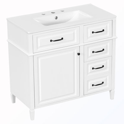 Freestanding Bathroom Vanity With Drawers&Shelf