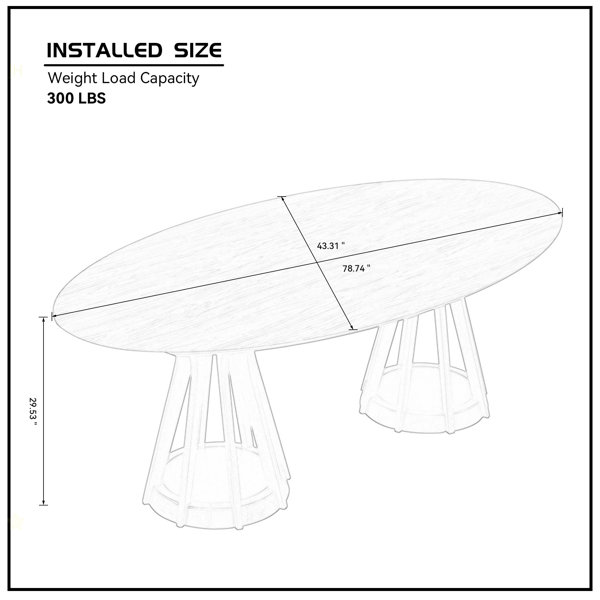One Allium Way 78.74 Inch Modern Dining Table Ellipse Wooden Table For ...