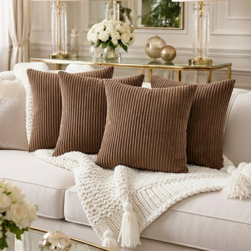 Pack Of 1 Corduroy Square Scatter Cushion Cover