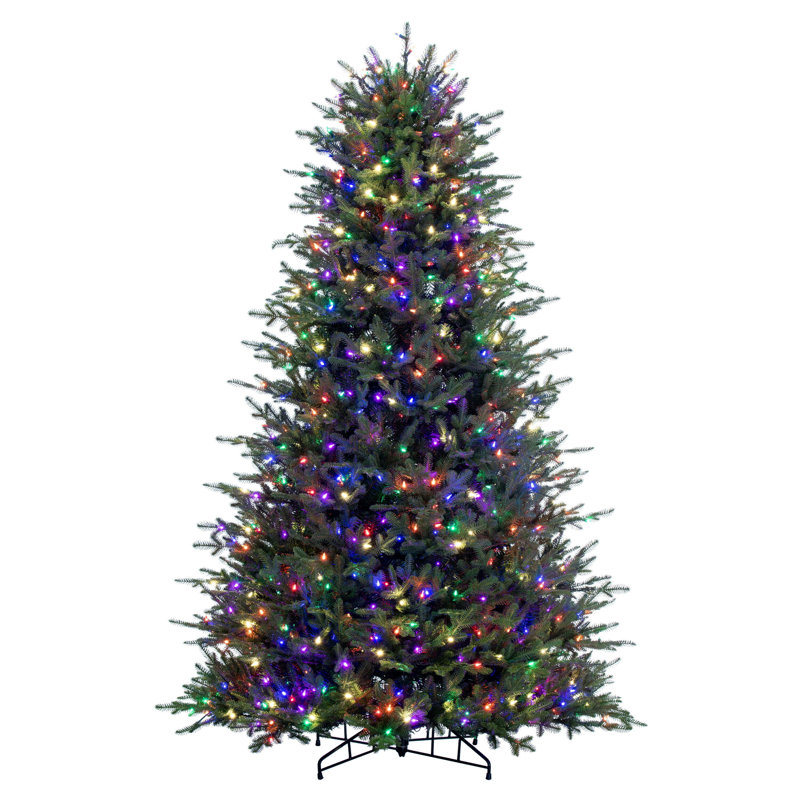 Artificial Fir Christmas Tree with Lights, 7.5', Clear/White
