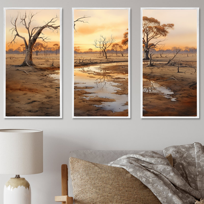 Paysage australien australien VI - Australie, art mural, Cadre flottant blanc, H 28 po x l 36 po x P 1 po