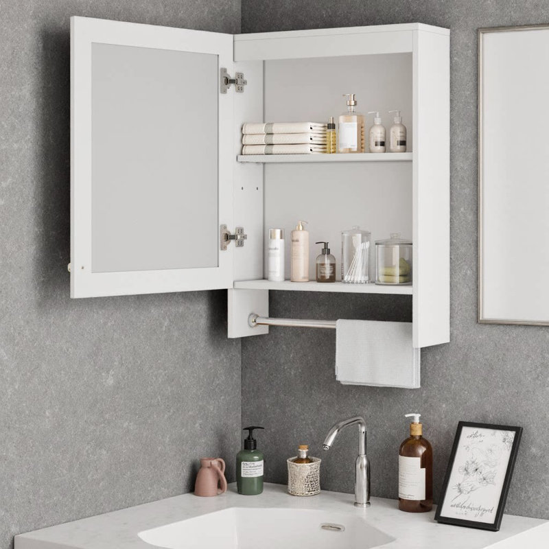 20" 3-in-1 Mirror Cabinet — HD Reflection, Concealed Storage & Towel Bar for Your Compact Sanctuary