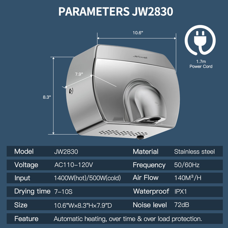 Compact Stainless Steel High-Speed Automatic Hand Dryer