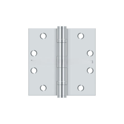 Deltana S45BBNU26 4-1/2" x 4-1/2" Square Hinge, HD, Ball Bearings in Polished Chrome Pair