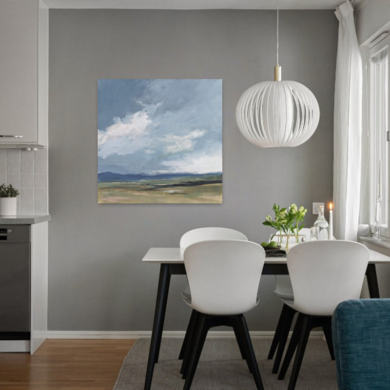 Tempête contemporaine d'août avec art gris-vert, H 32 po x l 32 po