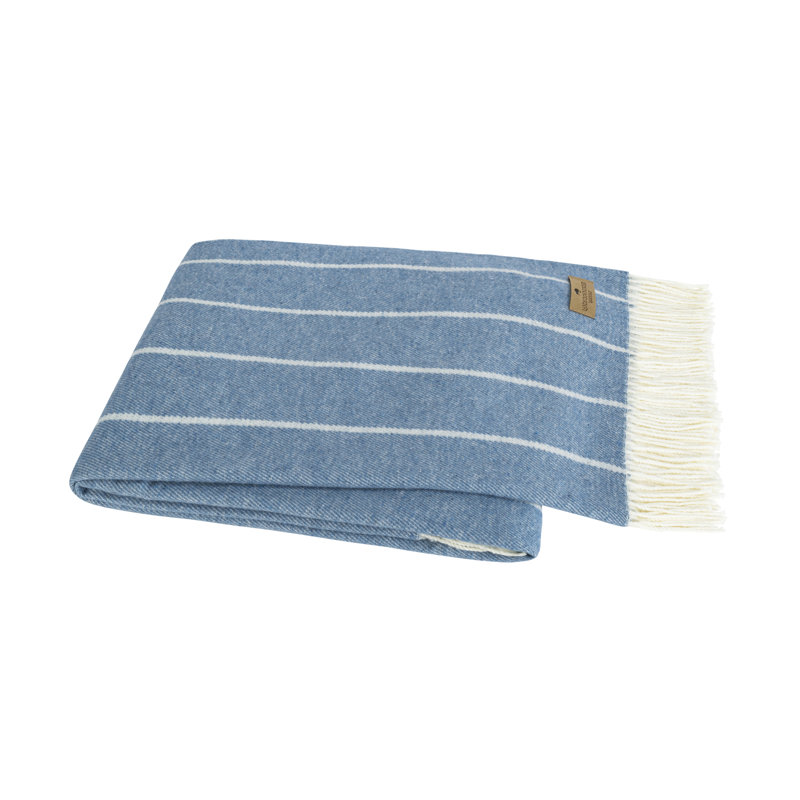 Crystal Blue Fiji Stripe Throw, Blue Striped
