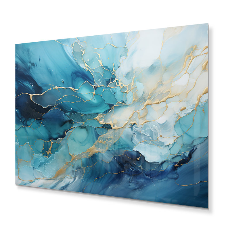 Décoration murale en métal «Oceanic Collage I» - Collages abstraits, H 12 po x l 20 po