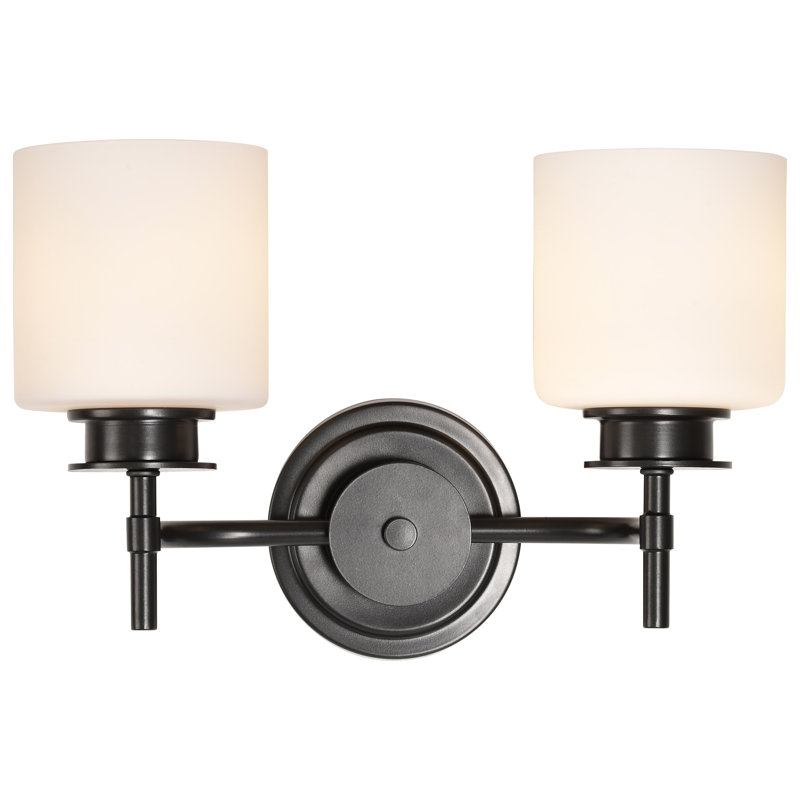 Meuble-lavabo 2 lumières Allentown - bronze industriel avec verre blanc satiné