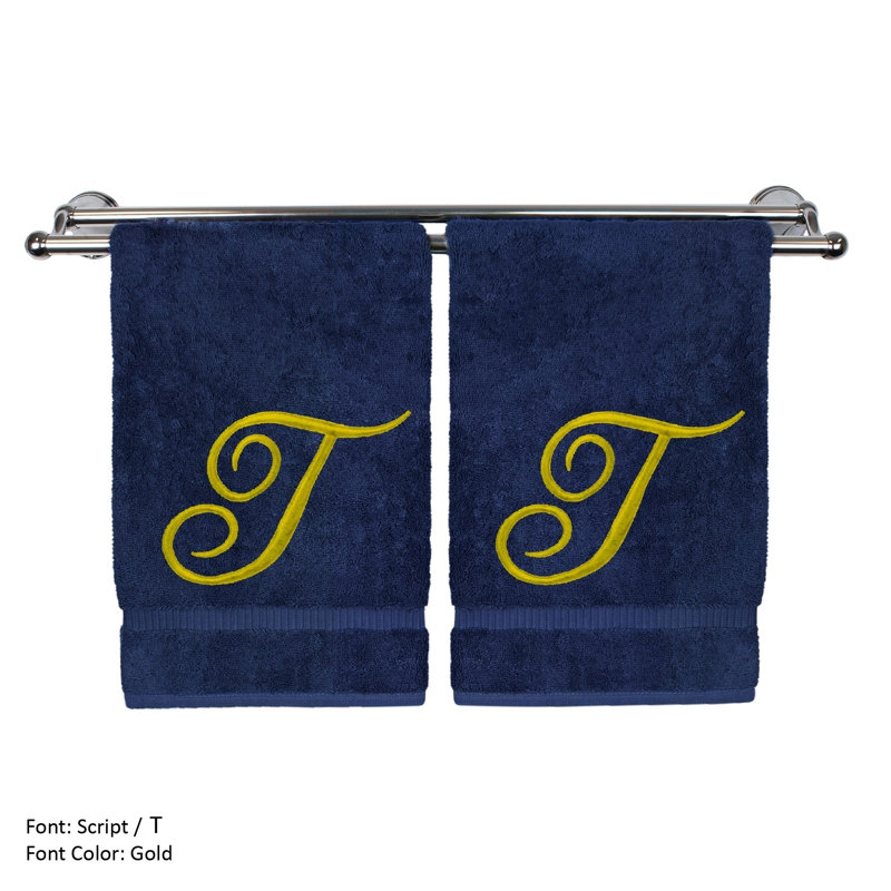 Super Plush Hand Towel, Navy/Gold, T