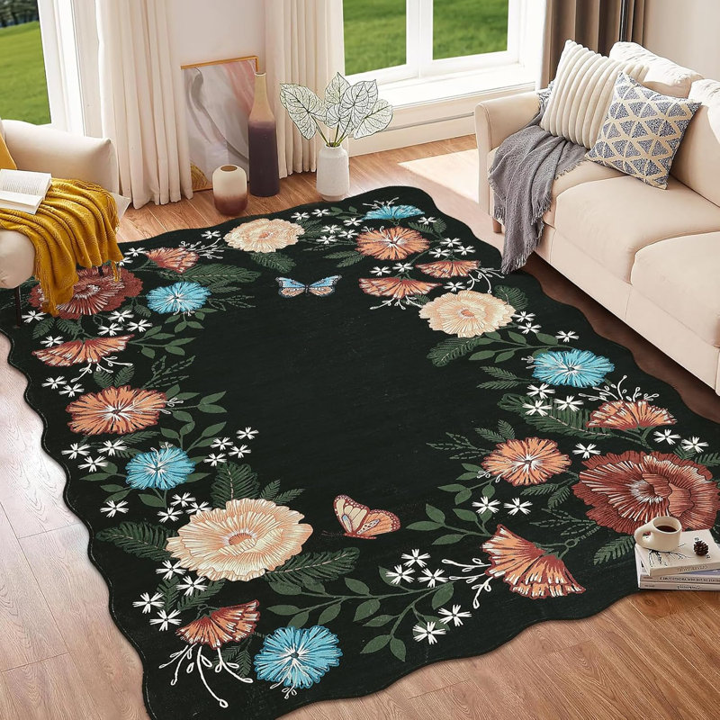 Tapis festonné Modern Floral, Rectangle 5 pi x 7 pi