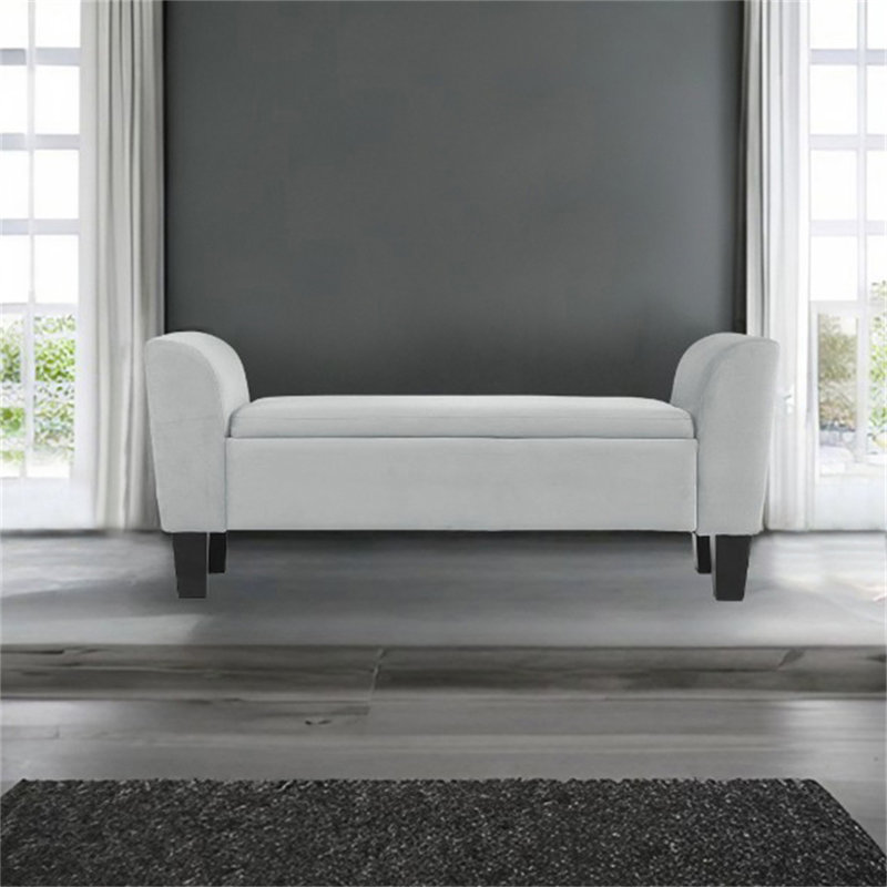 Rowton Velvet Upholstered Storage Bench, Gray