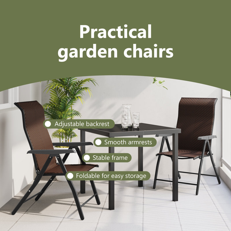 Rectangular 3 - Piece 2 - Person 80Cm W Outdoor Dining Set, Brown