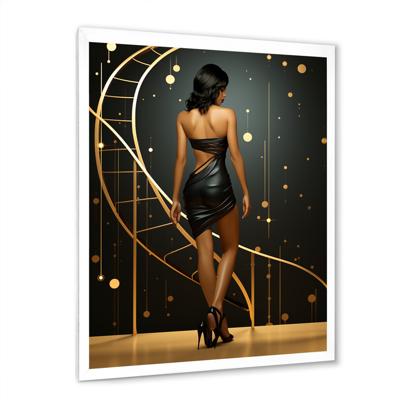 «Playful Evening Glam Portrait», reproduction sur toile, H 20 po x l 12 po x P 1 po, Cadre simple blanc