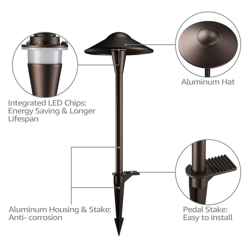 LED Landscape Light, Color Temperature Selectable Low Voltage Waterproof, Saucer Head