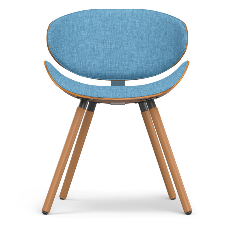Marana Upholstered Dining Chair with Bentwood Frame and Tapered Solid Wood Legs, Blue