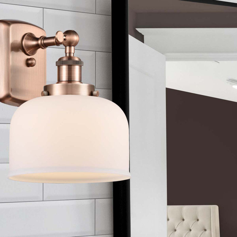 Ballston Urban Bell - 1 Light 8" Sconce, LED, Antique Copper, Matte White
