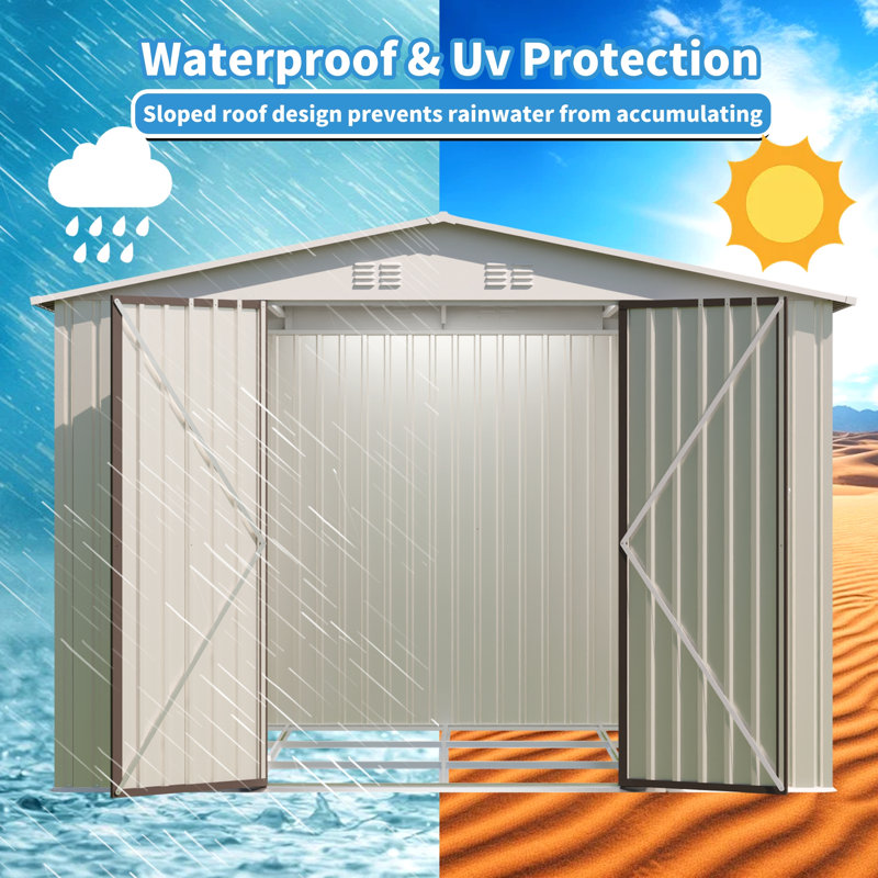 White Color Outdoor Garden Shed Aluminum Alloy Frame With Hinge Door