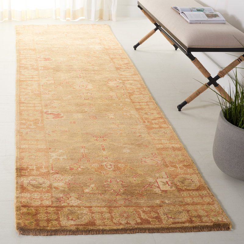 Oushak Oriental Hand Knotted Wool Olive/Rust Area Rug, Rectangle 9' x 12'