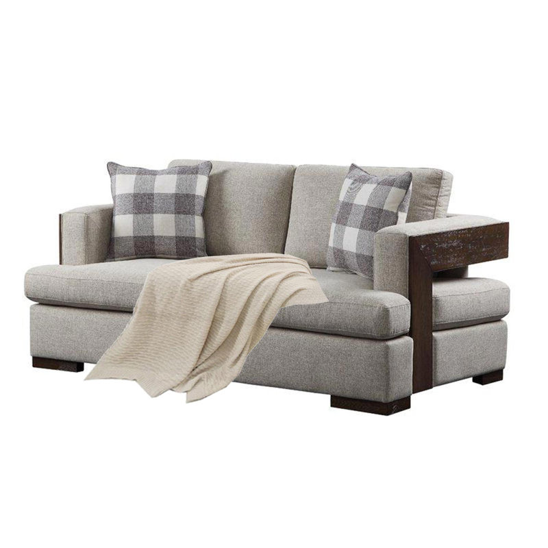 Causeuse à accoudoirs carrés Anjelita, Tissu Revolution Performance Fabrics gris