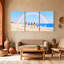 «Beach Children Courir sur la plage avec arc-en-ciel», ensemble de 3 reproductions d'art sur toile-1504741045