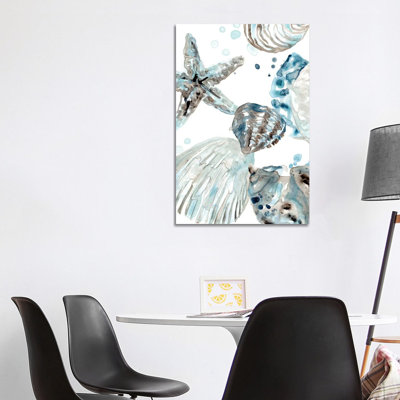 Cerulean Seashells II by June Erica Vess - Wrapped Canvas Painting