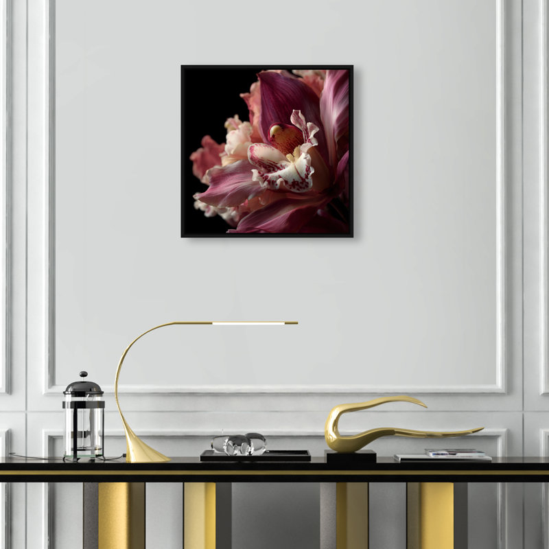 Velvet Labellum Print by Oliver Gal, 17"H x 17"W, Black Floater Frame
