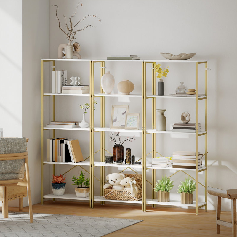161 cm H x 79 cm W Standard Bookcase, Gold/White