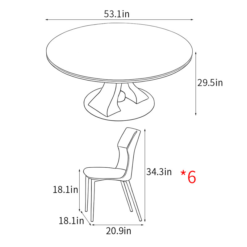 Ensemble de table de salle à manger moderne et simple haut de gamme