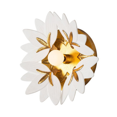 Bloom 12-in Gold Leaf/Bone China Wall Sconce