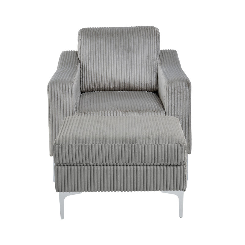 Canapé modulaire convertible en velours côtelé avec repose-pieds et canapé modulaire, gris, Gris