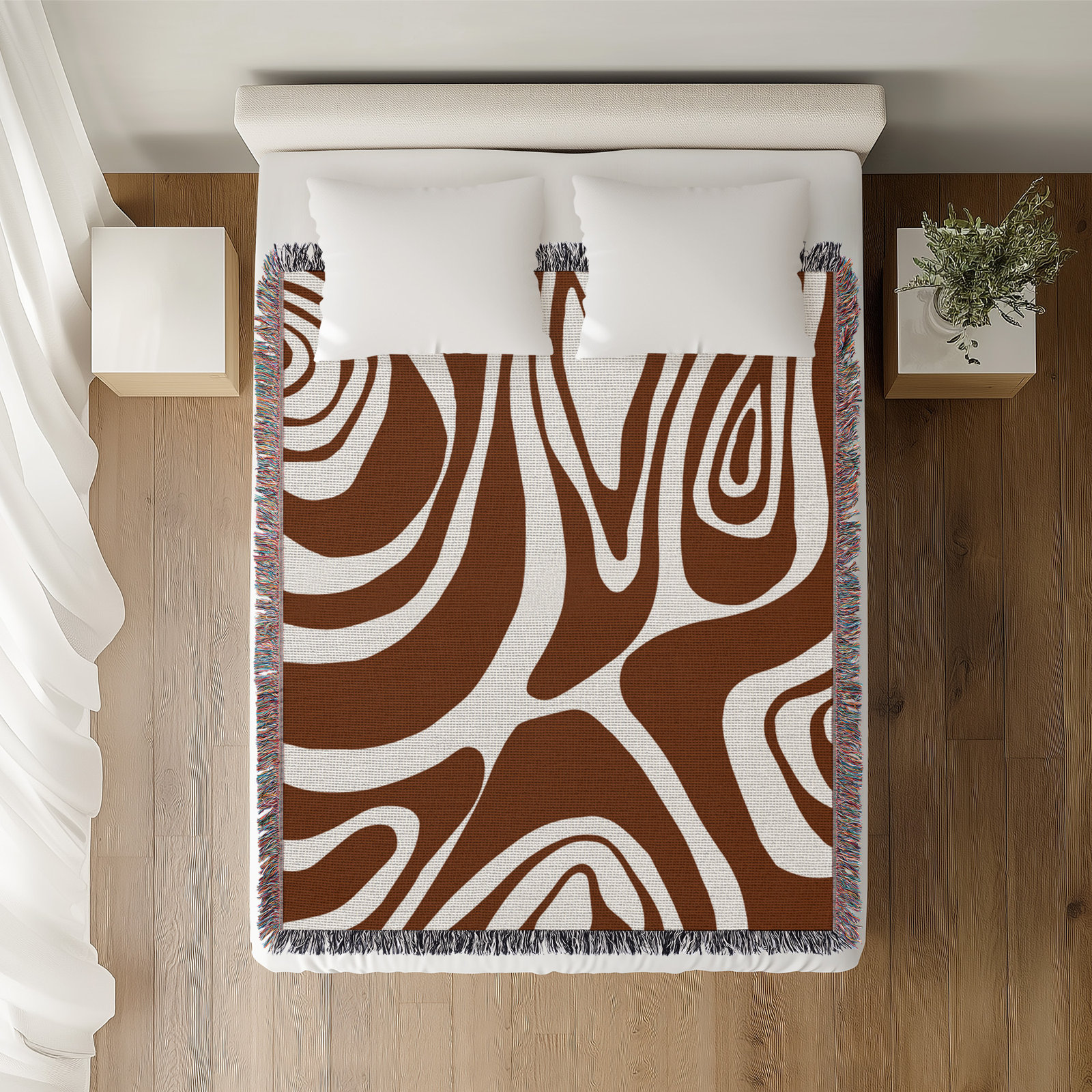 Kayle Cotton Throw Blanket, 50" x 60" – Throw, Rust Brown