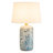 Modern Blue Glaze Table Lamp With Linen Shade For Living Room, Bedroom & Office Décor
