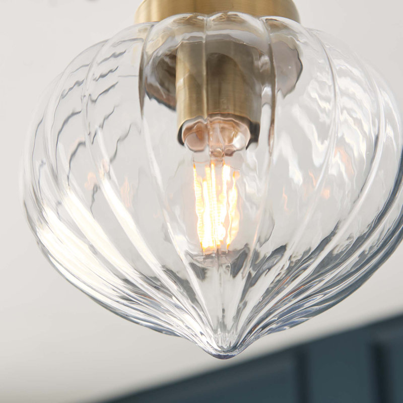 Rodolfo Glass Semi Flush Mount, Gold