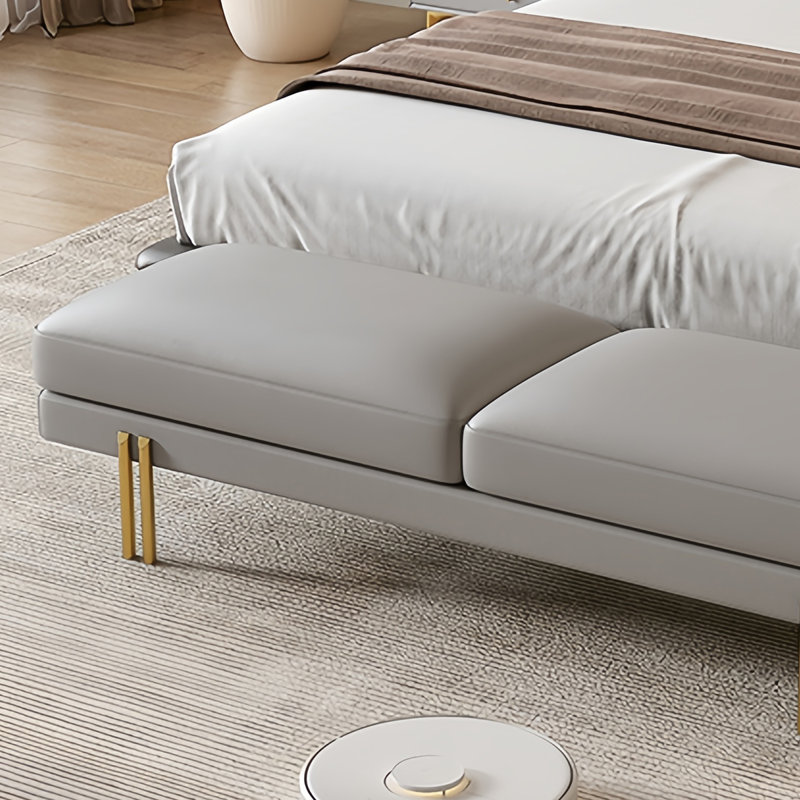 Banc rembourré Latanya, Gris, H 17,71 po x l 70,86 po x P 17,71 po