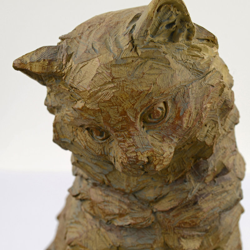 Joaquin CAT 25cm Carved Wood Effect