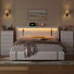 Ensemble de chambre à coucher avec rangement 3 pièces, lit de rangement rembourré en similicuir et deux commodes à 6 tiroirs