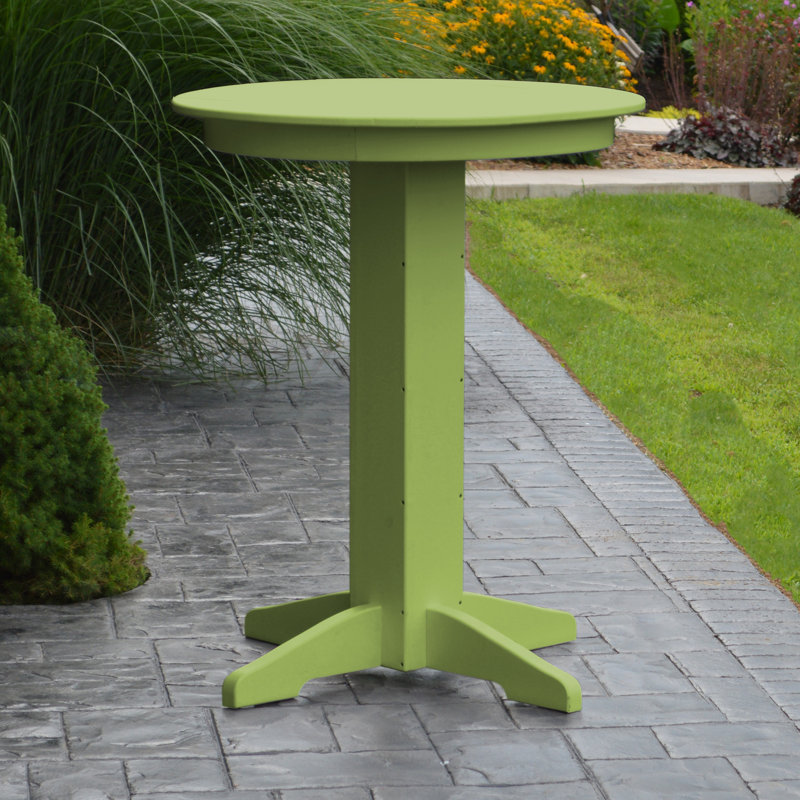 Nettie Round Outdoor Bar Table , in. W in. D, Lime Green, 33" W x 33" L x 42" H