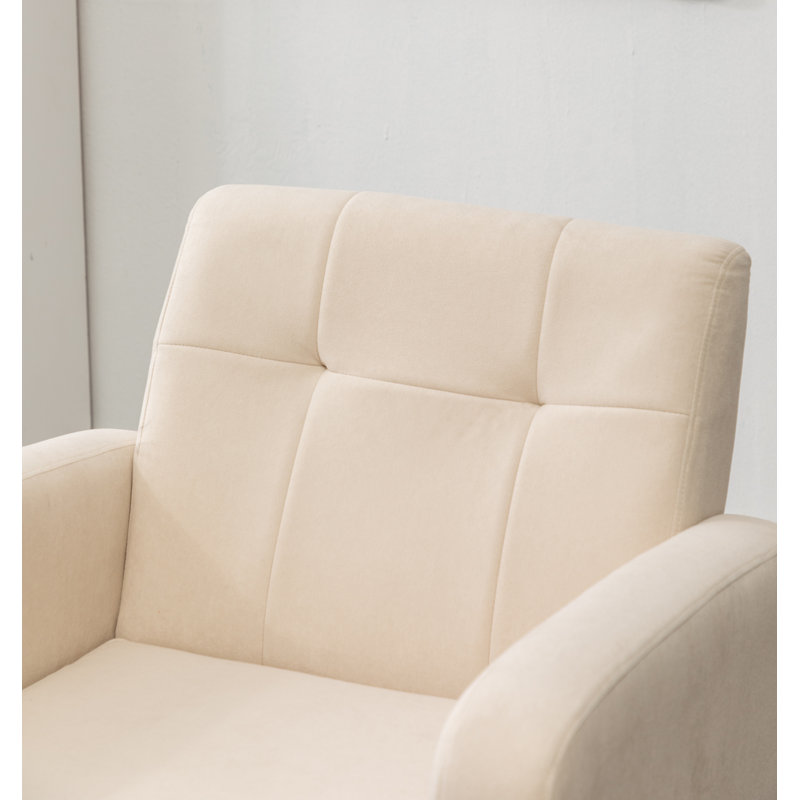 Fauteuil capitonné de 29 po de largeur Alixon, Velours beige