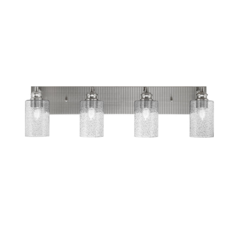 Edge 4 Light Bath Bar With 4" Glass, Brushed Nickel, Smoke