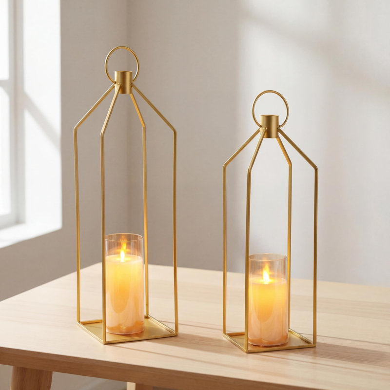 Metal Candelabra with Candle Included, 56cm H x 13cm W x 13cm D, Gold