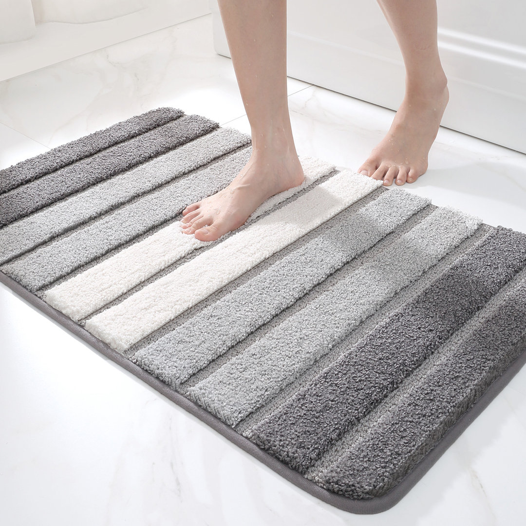 Danimir Microfiber Bath Rug with Non-Slip Backing Ebern Designs Color: Gray Size: 16" W x 24" L