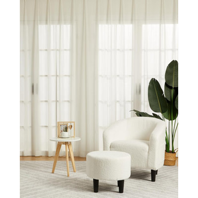 Ensemble de fauteuil d'appoint avec repose-pieds, fauteuil demi-tonneau avec repose-pieds, fauteuil doux et tabouret pour petit salon