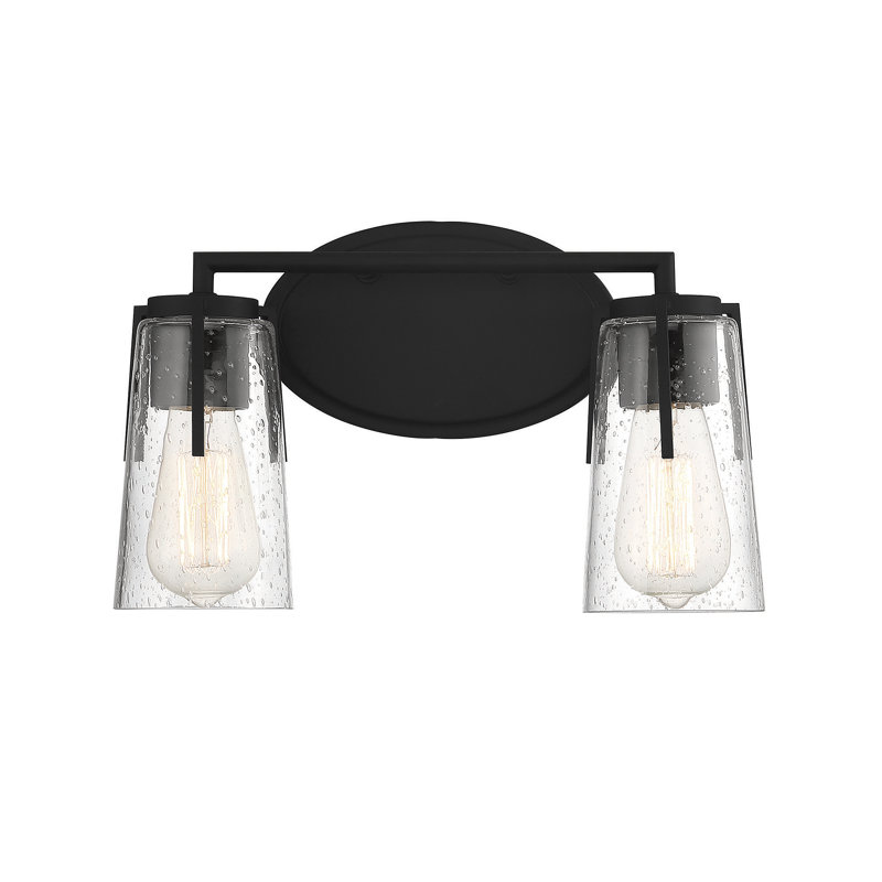 Kirbyville 2-Light Dimmable Vanity Light in Black, Black, 2 Lights, 8.5" H x 14" W x 14" D