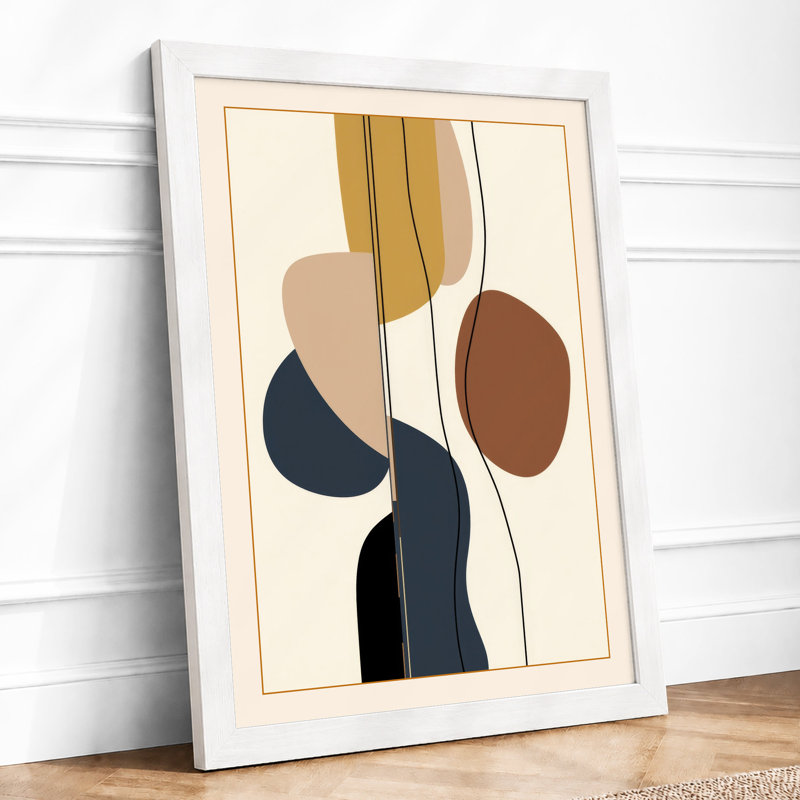 Organic Alignment Mid-Century - Framed Print, A3 - 42.0 x 29.7 cm, White